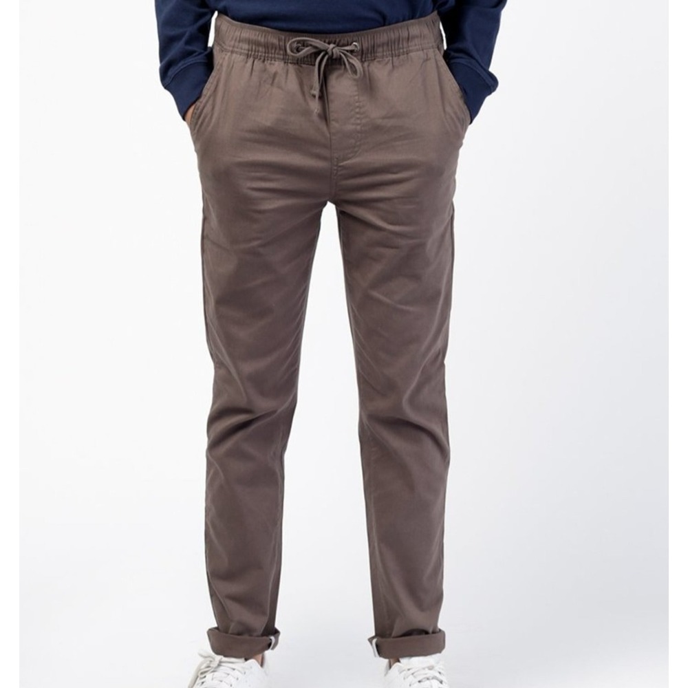 Katin Stand Pant size Small Gravel Gray Slim Fit Elastic Waist Drawstring‎ Chino